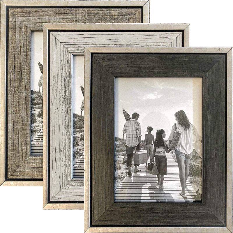 Photo 1 of  5x7 Rustic Picture Frames 3-Pack black brown silver 