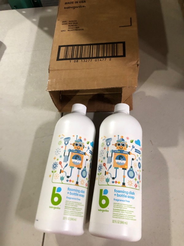 Photo 2 of Babyganics Foaming Dish and Bottle Soap Refill, Fragrance Free, 32oz Bottle 2 pack
