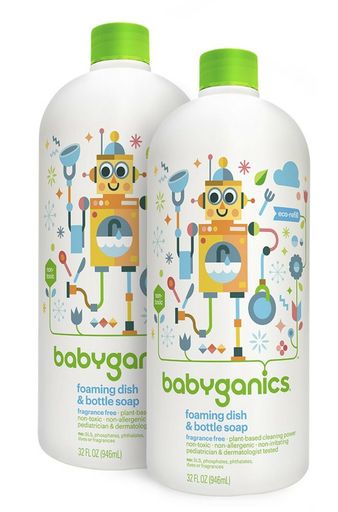 Photo 1 of Babyganics Foaming Dish and Bottle Soap Refill, Fragrance Free, 32oz Bottle 2 pack
