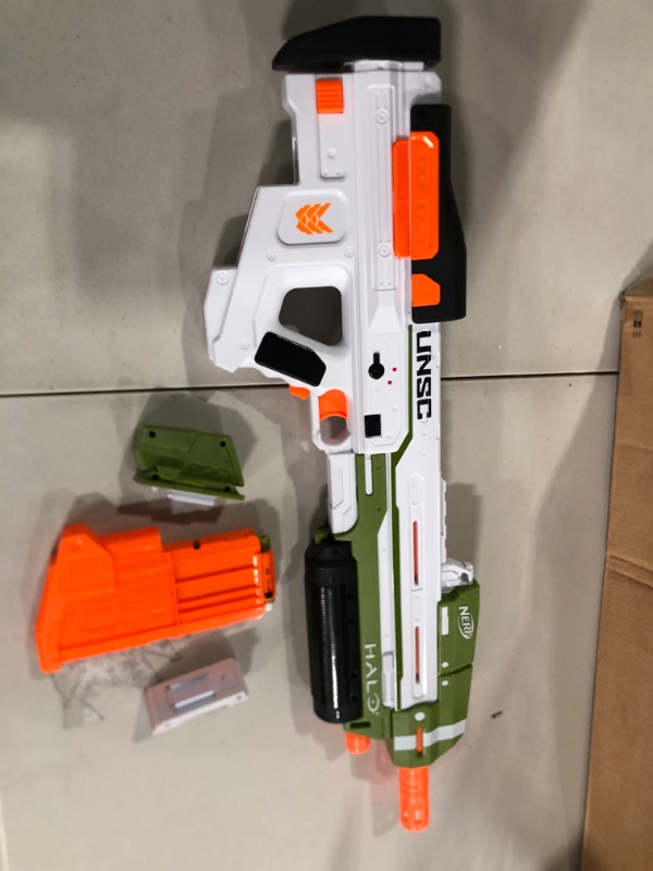 Photo 2 of NERF Halo MA40 Motorized Dart Blaster -- Includes Removable 10-Dart Clip, 10 Official Elite Darts, and Attachable Rail Riser Frustration-Free Packaging