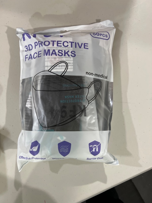 Photo 2 of Black Mask 50 Pcs Disposable Face Masks 4 Layers Safety Mask Black 50 Count (Pack of 1)