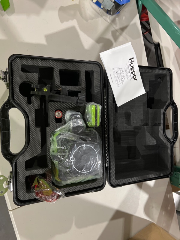 Photo 2 of Huepar Electronic Self-Leveling Rotary Laser Level Kit -360 Horizontal Laser Beam Interior/Exterior Rotating Laser Level Tool, Receiver, Protective Glasses, Alkaline Battery, Hard Case Kit RL200HR