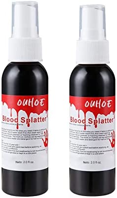 Photo 1 of Halloween Fake Blood, Washable Fake Blood Spray For Face Mouth Clothes, Easy to Clean Blood Paint Vampire Zombie Makeup, Realistic Bloody Clothing Splatter Blood Fake Dress Up Cosplay (2oz/60ml)X2pc (B)