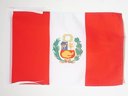 Photo 1 of AZ FLAG Peru Flag 18'' x 12'' Cords - Peruvian Small Flags 30 x 45cm - Banner 18x12 in