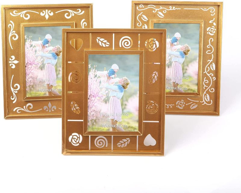 Photo 1 of 4x6 Metal Picture Frame Set of 3, Metal Picture Frames Display 4x6 or 6x4 Photos on Wall or Tabletop