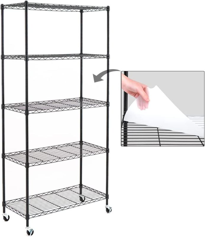 Photo 1 of  5-Shelf Shelving Units and Storage on Wheels with Shelf Liners 