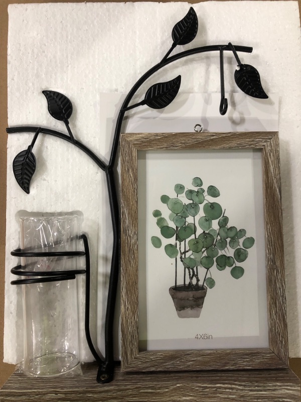 Photo 2 of Afuly Family Picture Frame 4x6 Vertical Metal Tree Desk Photo Frames with Decorative Bud Vase Double Sides Display Unique Gifts for Mother