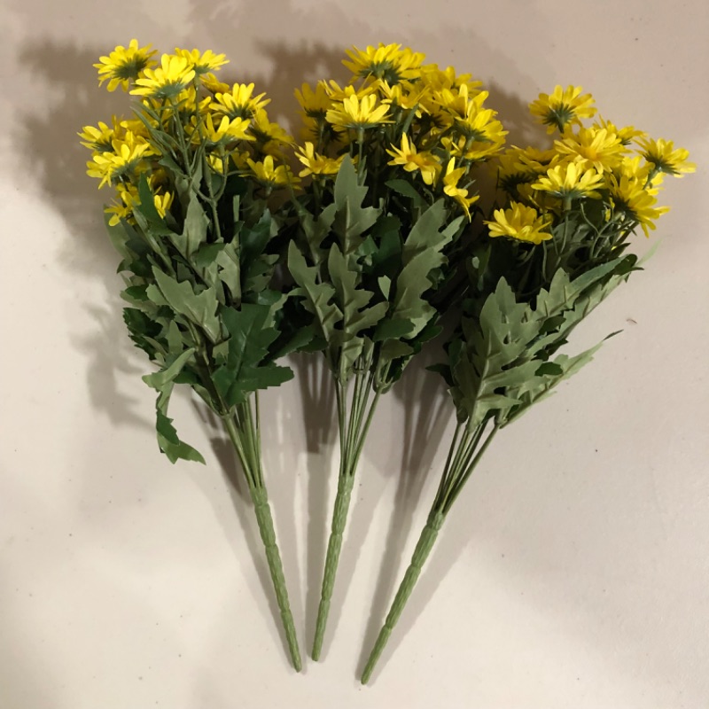 Photo 2 of dallisten 3 Bundles Artificial Flowers, Yellow Fake Flowers Daisy Great Match for Faux Flowers Bouquet, Wedding Floral, Decoration for Room, Table, Bedroom, Office, and Kitchen