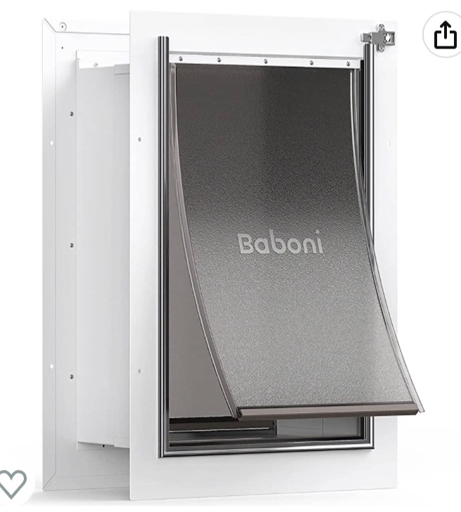 Photo 1 of Baboni Pet Door for Wall, Steel Frame and Telescoping Tunnel, Aluminum Lock, Double Flap Dog Door and Cat Door, Strong and Durable (Pets Up to 100 Lb) -Large