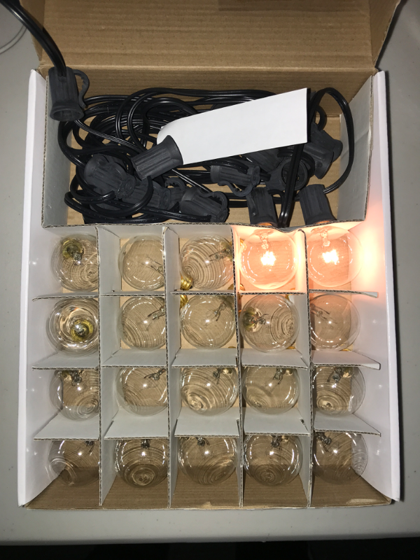 Photo 2 of 20ct Incandescent Outdoor String Lights G40 Clear Bulbs - Black Wire - Room Essentials