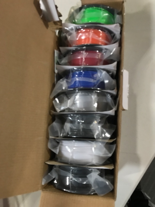 Photo 2 of SUNLU 3D Printer Filament?PETG Filament Bundle, 1.75mm PETG Filament Muticolor, High Toughness, Neatly Wound Filament, 250G Spool, 8 Rolls, Black+White+Grey+Transparent+Blue+Green+Red+Orange