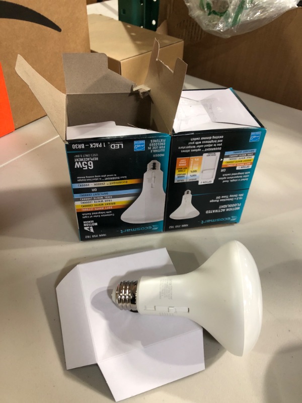 Photo 2 of LED TECHNOLOGY EcoSmart 65-Watt Equivalent BR30 Dimmable Motion Sensor LED Light Bulb with Selectable Color Temperature Plus DuoBright