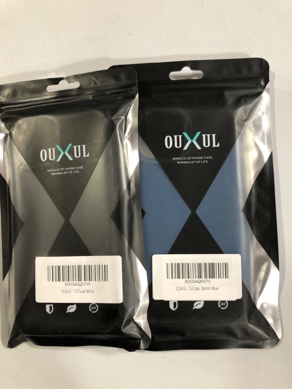 Photo 2 of 2 pack OuXul iPhone 13 Silicone Case, for iPhone 14 Case [Military Grade Drop Protection] Black