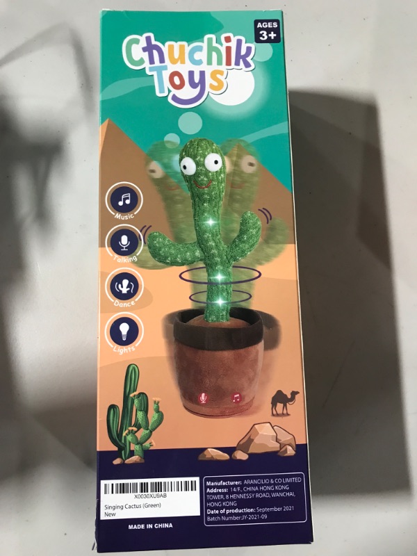 Photo 2 of Chuchik Dancing Talking Cactus Toy for Babies – 60 Songs the Singing Cactus Toy with 3 Changeable Outfits – Plush Wiggle Dancing Talking Repeating Mimicking Cactus Toy with Glowing LED Lights (1 Pack)