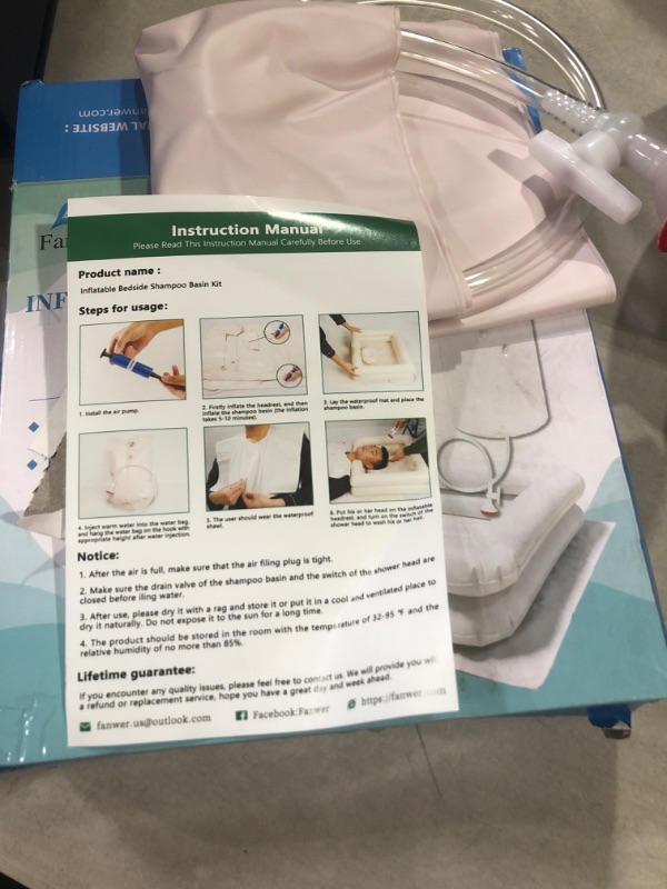 Photo 3 of Inflatable Bedside Shampoo Basin Kit with Water Bag, Shower, Shawl, Cushion, Air Pump for Disabled& Elderly Bed Easy, Pregnancy, Bedridden Or Post-Surgical Patient, Bed-Confined Patient?Set of 6?