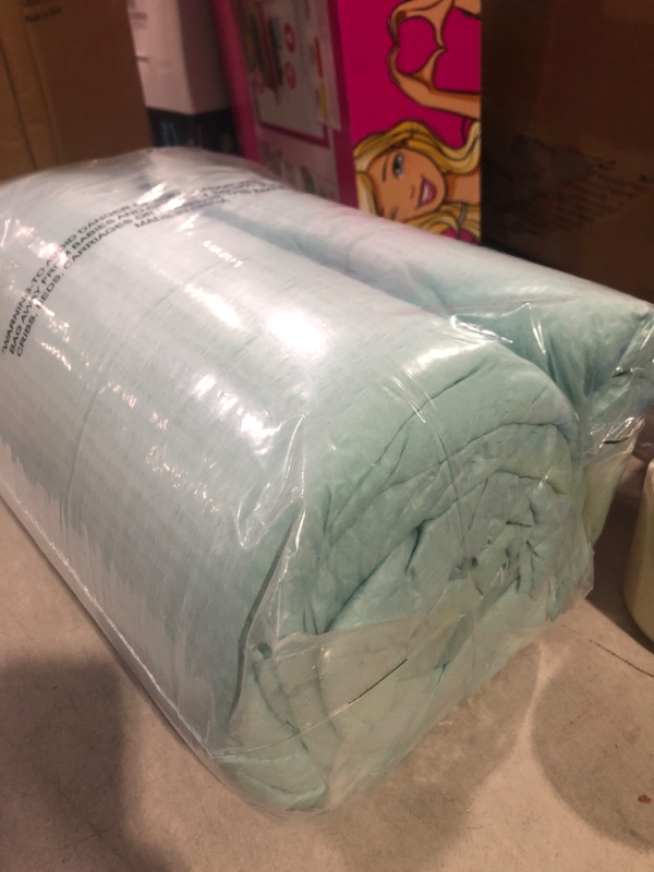 Photo 3 of Madison Park Cambria Down Alternative Blanket, Premium 3M Scotchgard Stain Release Treatment All Season Lightweight and Soft Cover for Bed with Satin Trim, Oversized King, Aqua Oversized King Aqua