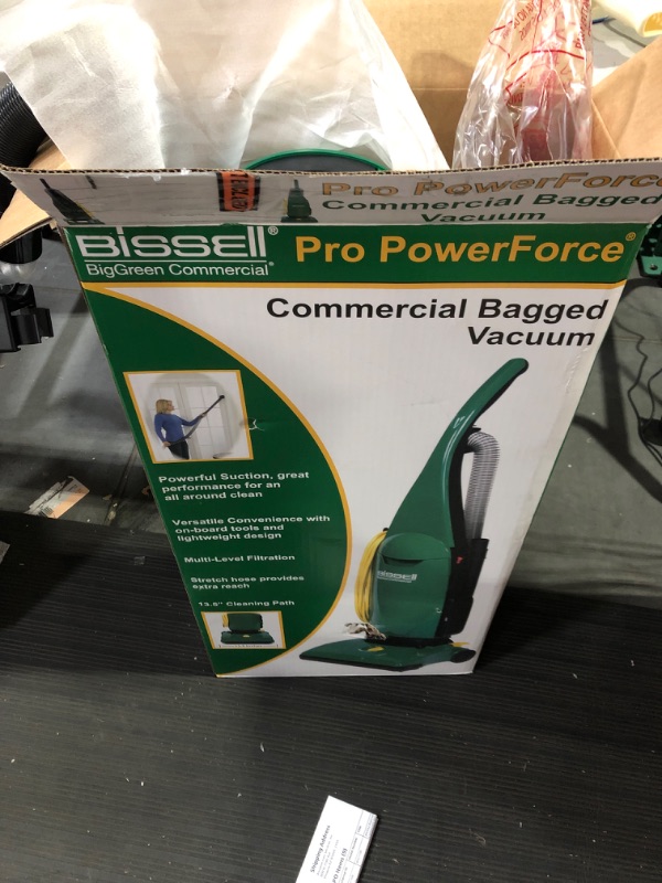 Photo 2 of BISSELL BigGreen Commercial PowerForce Bagged Lightweight, Upright, Industrial, Vacuum Cleaner, BGU1451T