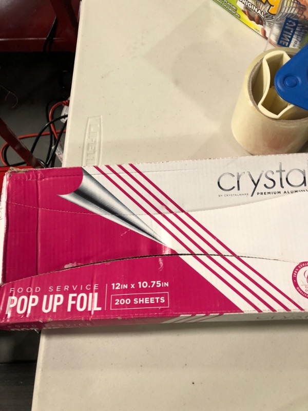 Photo 2 of Crystal by Crystalware Aluminum Foil Sheets - Precut Foil Sheets - Pop Up Foil Sheets for Storing, Cooking Food - Premium Aluminum Foil Wraps - Single Foil Sheets 12” x 10.75” - 200 Sheets 12” x 10.75” 200