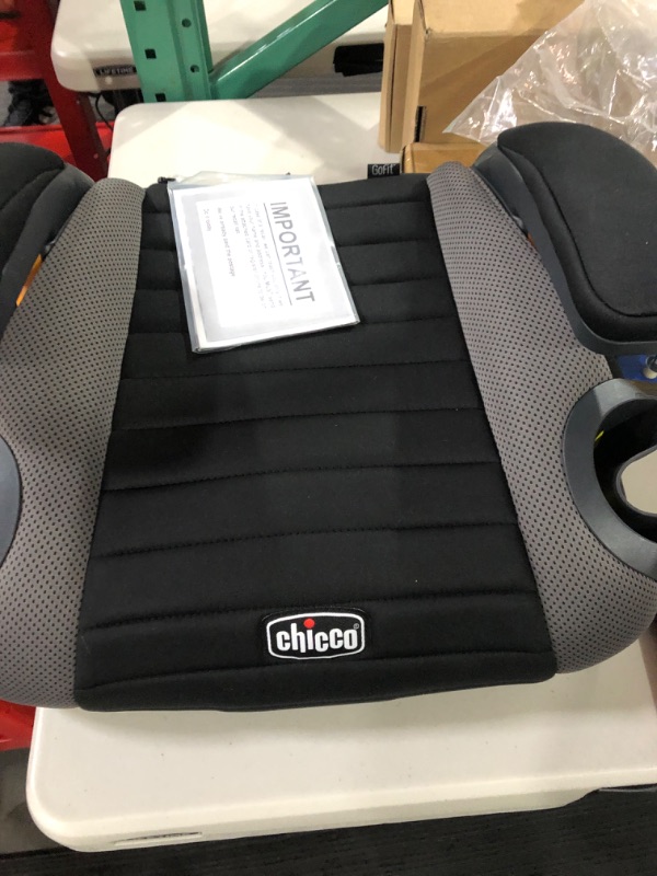 Photo 2 of Chicco GoFit Backless Booster Car Seat, Travel Booster Seat for Car, Portable Car Booster Seat for children 40-110 lbs. | Shark/Black/Grey Shark GoFit