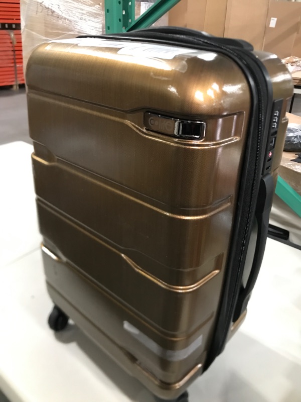 Photo 2 of Coolife Luggage Expandable(only 28") Suitcase PC+ABS Spinner Built-In TSA lock 20in 24in 28in Carry on Black brown S(20in_carry on)