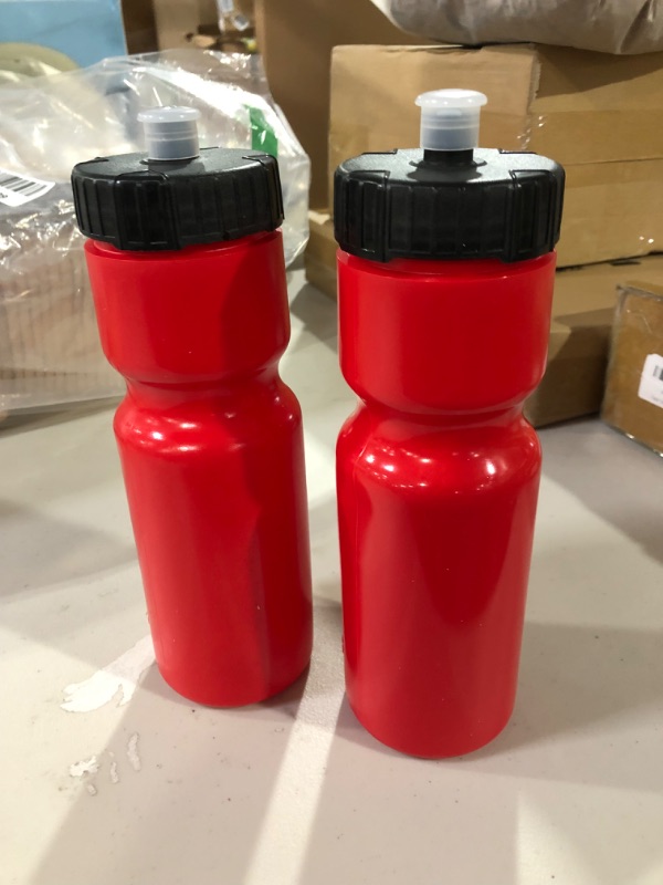 Photo 2 of 50 Strong Sports Squeeze Water Bottle 2 Pack – 22 oz. BPA Free Easy Open Push/Pull Cap – USA Made (Red)