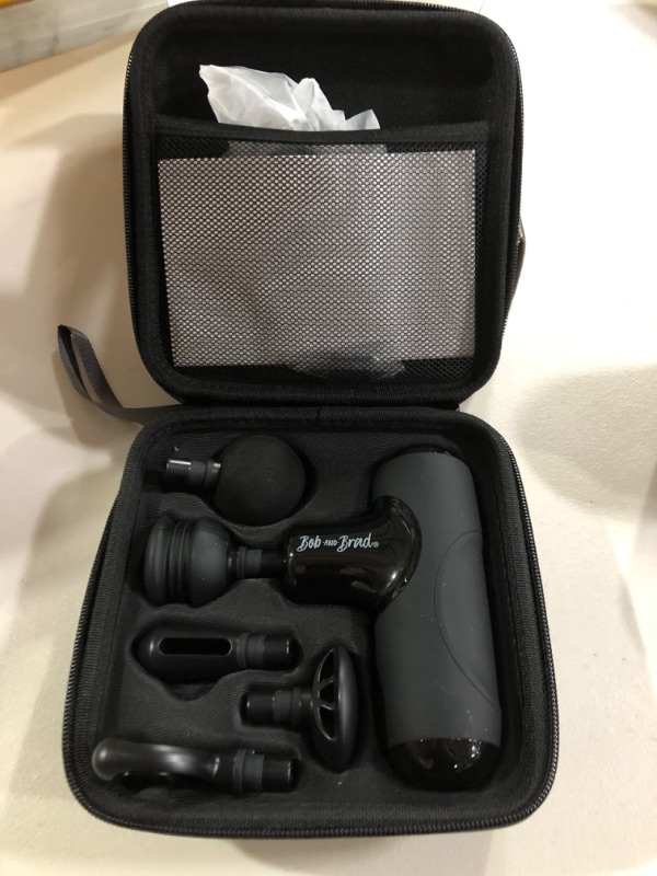 Photo 2 of BOB AND BRAD Q2 Mini Massage Gun, Pocket-Sized Deep Tissue Massager Gun, Portable Percussion Muscle Massager Gun, Ultra Small & Quiet Muscle Massage Gun with Carry Case for On The Go Usage Black