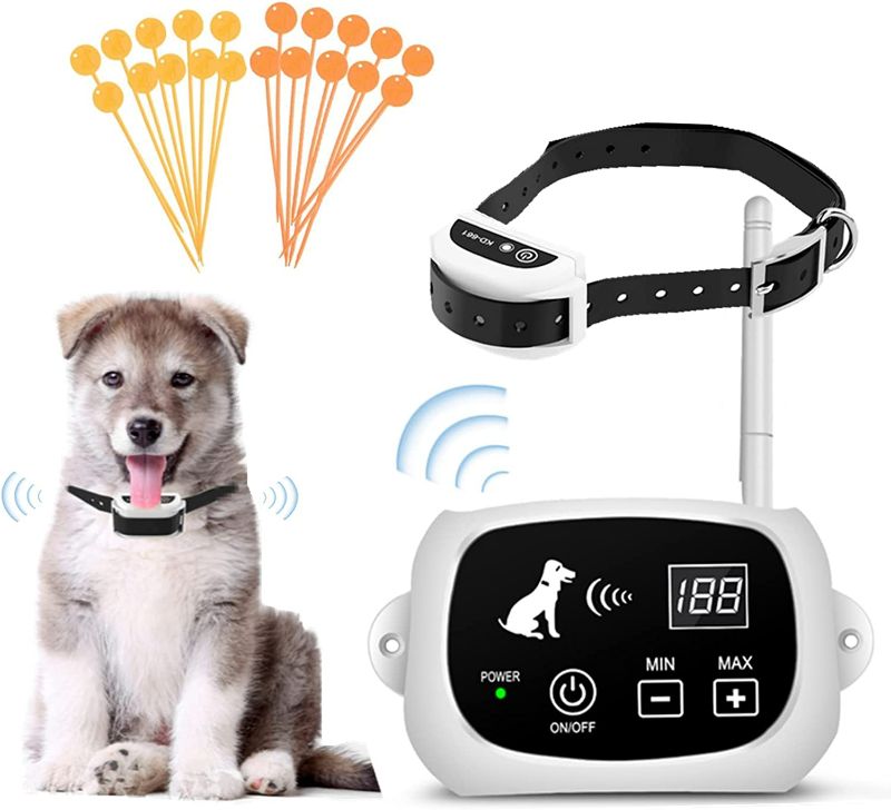 Photo 2 of BHCEY Wireless Dog Fence,2022 Electric Dog Fence,Wireless Dog Boundary Containment Systemb for Stubborn Dog,Large Signal Range of 80-1640ft,Rechargeable Training Collar for Large Medium & Small Dogs