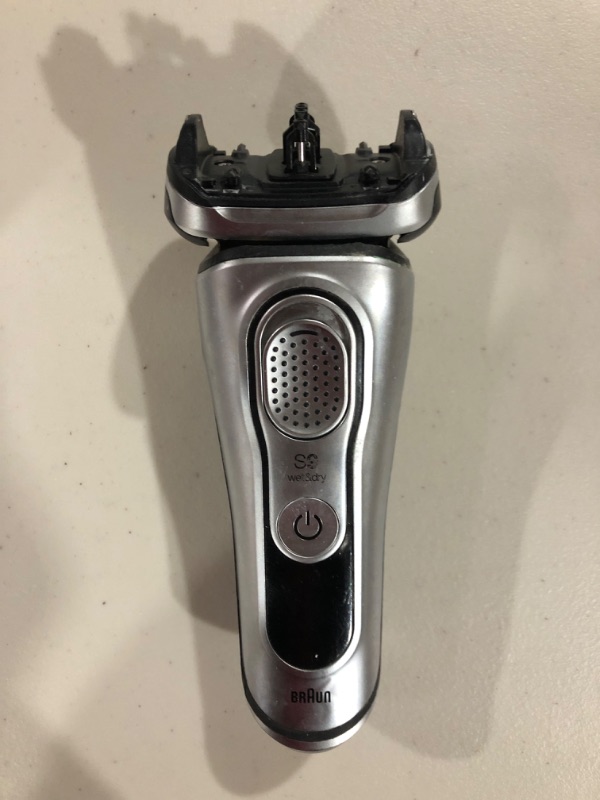 Photo 3 of [PARTS] Braun Electric Razor for Men, Waterproof Foil Shaver, Series 9 9390cc, Wet & Dry Shave, With Pop-Up Beard Trimmer for Grooming, Cleaning & Charging SmartCare Center and Leather Travel Case, Silver