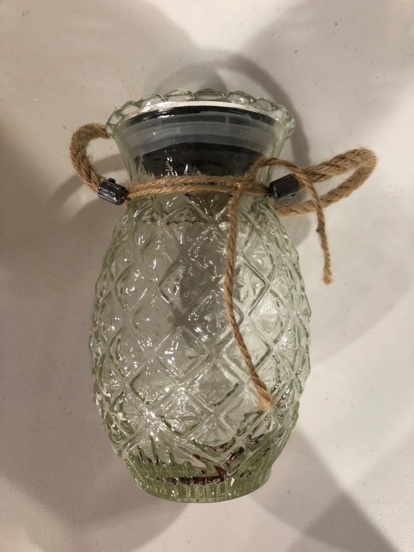 Photo 3 of ***SEE CLERK NOTES***
Outdoor Solar Lanterns Hanging Lights, Pineapple Glass Jar Light LED Decorative, Solar Garden Lanterns Lamps with Handle Rope 