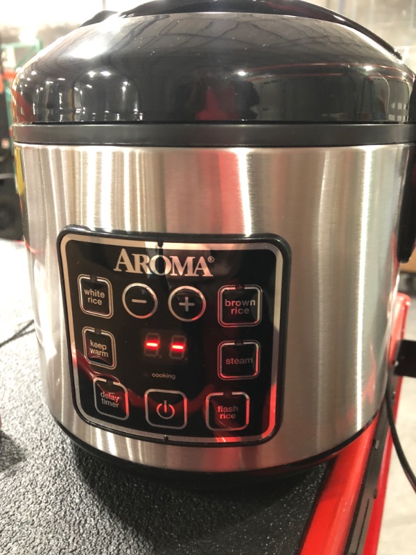 Photo 2 of Aroma Digital Rice Cooker and Food Steamer, Silver, 8 Cup