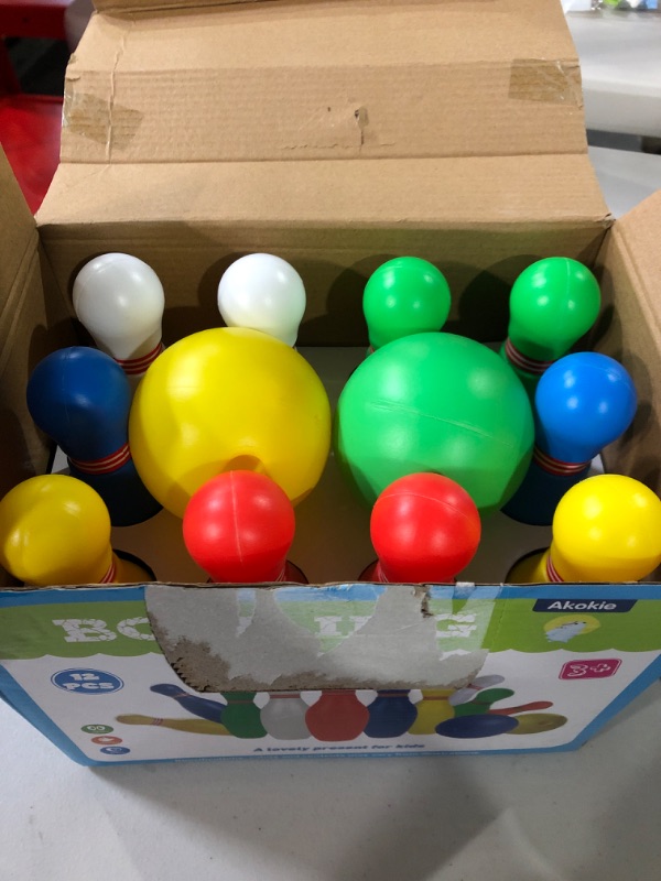 Photo 2 of Bowling Pins Ball Set Toys Mini Plastic Indoor Party Games with 10 Pins and 2 Balls