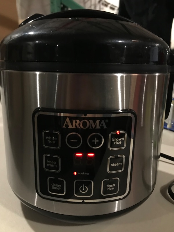 Photo 3 of Aroma Digital Rice Cooker and Food Steamer, Silver, 8 Cup