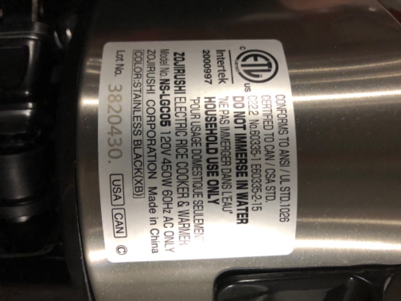 Photo 1 of  Stainless Black Zojirushi NS-LGC05XB Micom Rice Cooker & Warmer, 3-Cups (uncooked)
