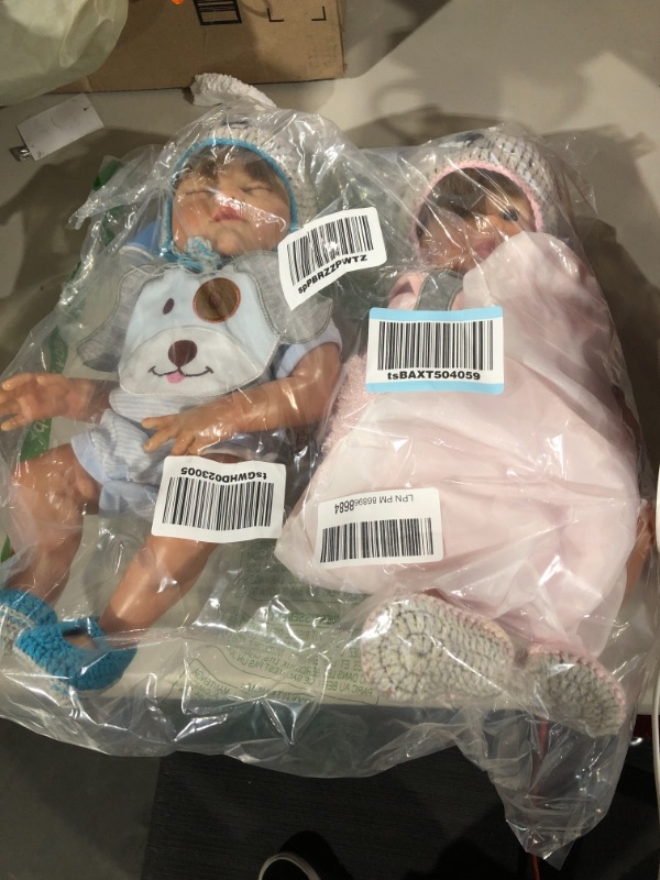 Photo 2 of Minidiva Reborn Baby Dolls, 2pcs 20 inch/50cm Boy and Girl Twins Full Body Soft Silicone Newborn Baby Lifelike Reborn Dolls Xmas Gift-RB147