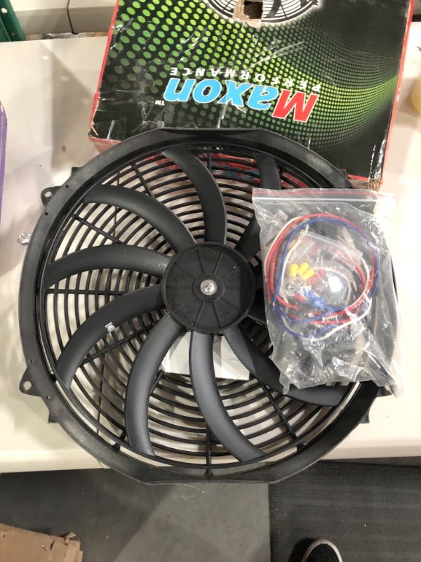 Photo 2 of BLACKHORSE-RACING 16" 16 inch Electric Radiator Fan High 3000 + CFM Thermostat Wiring Switch Relay Kit Black