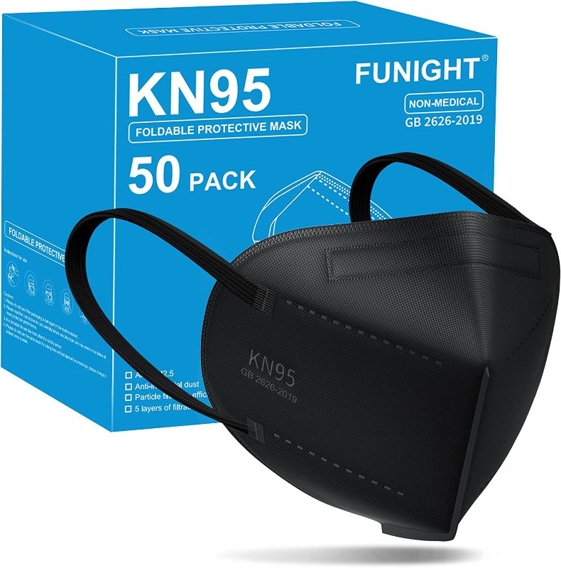 Photo 1 of 
Funight KN95 Face Masks 50 Pack 5-Ply Breathable Filter Disposable Face Masks Black