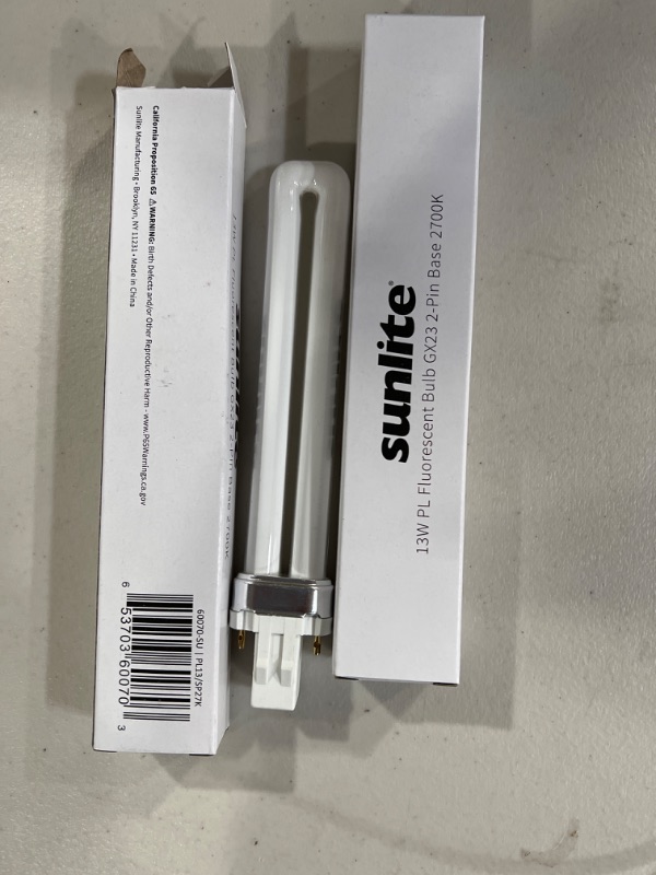 Photo 2 of Sunlite 13 Watt PL 2-PIN Single U-Shaped Twin Tube, GX23 Base, Super White 2-Pack