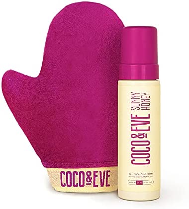 Photo 2 of Coco & Eve Self Tanner Mousse Kit - All Natural Sunless Tanning Mousse (Dark) | Instant Self Tanning Lotion with Bronzer & Self Tanning Mitt Applicator | Sunny Honey Bali Bronzing Kit