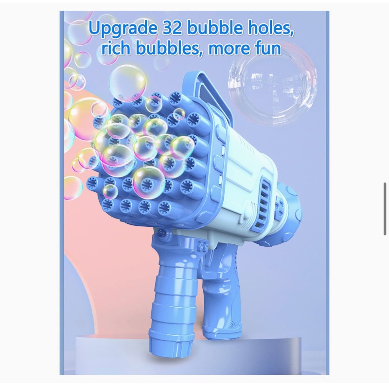 Photo 1 of 32 Hole Gatling Automatic Bubble Gun ?Rocket Boom Bubble Gun? Bubble Bazooka Gun?Indoor Outdoor Party Wedding Social Outing ? Electric Automatic Bubble MachineToys Gifts for Boys and Girls. (Blue)