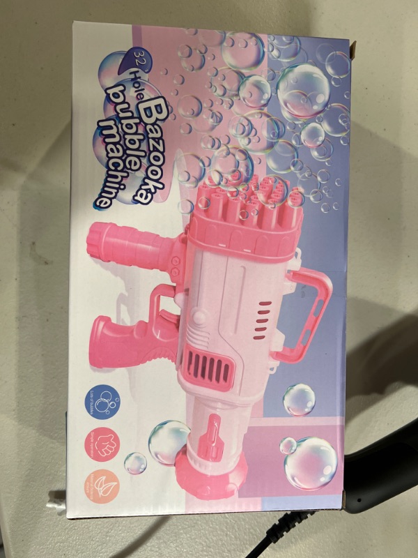 Photo 1 of 32 Hole Gatling Automatic Bubble Gun ?Rocket Boom Bubble Gun? Bubble Bazooka Gun?Indoor Outdoor Party Wedding Social Outing ? Electric Automatic Bubble MachineToys Gifts for Boys and Girls. (Pink)