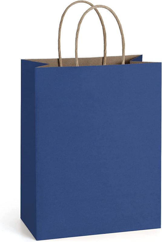 Photo 1 of BagDream Navy Blue Gift Bags 8x4.25x10.5 100Pcs Paper Bags 5.25x3.75x8"	