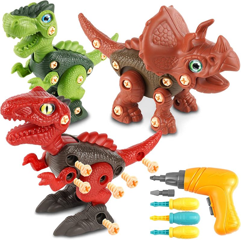 Photo 1 of Dinosaurs Take Apart Toys With Tools (Set of 6 Dinosaurs) - Construction Engineering STEM Learning Toy Play Set - Best Toy Gift for Boys Girls Age 3 12 years old (218 pieces) assorted colors 2 pk