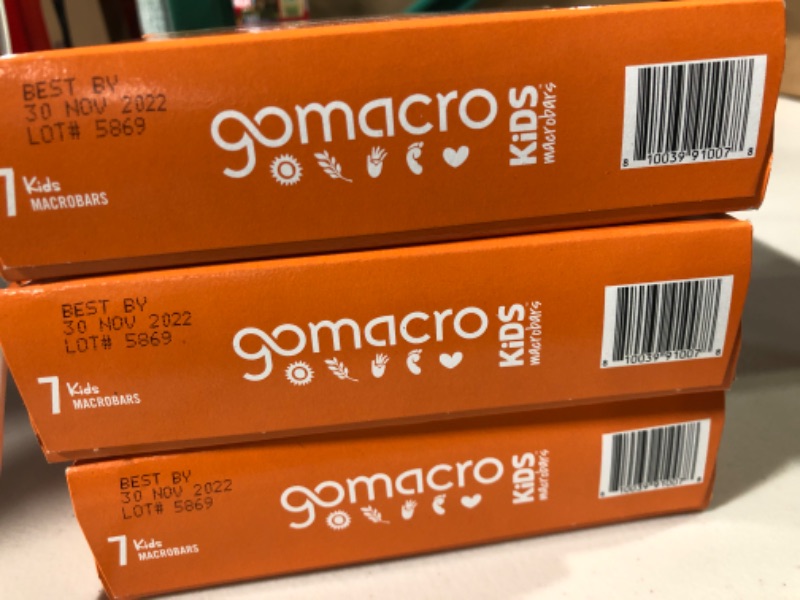 Photo 3 of (x3 packs) (best by 30 Nov. 2022)
GoMacro Kids MacroBar, Peanut Butter Cup, Organic Vegan Snack Bars, 7 ct