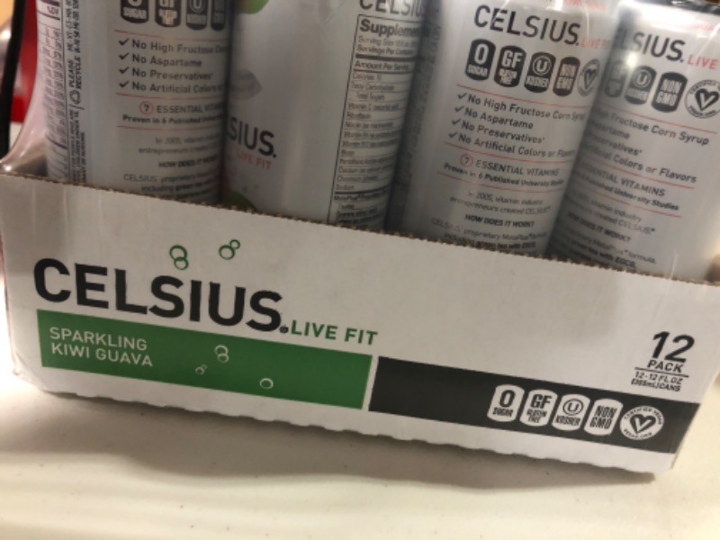 Photo 1 of CELSIUS Sparkling Kiwi Guava, Functional Essential Energy Drink 12 Fl Oz (Pack of 12) Sparkling Kiwi Guava 12 Fl Oz (Pack of 12)