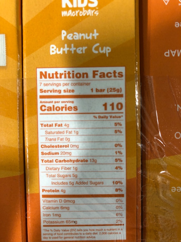 Photo 4 of (x4 boxes) (best by 30 Nov. 2022)
GoMacro Kids MacroBar, Peanut Butter Cup, Organic Vegan Snack Bars, 7 ct