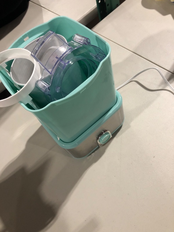 Photo 2 of Nostalgia Electric Ice Cream Maker & Candy Crusher, 2 Quarts, Soft Serve Machine for Ice Cream, Frozen Yogurt & Sorbet in Minutes, Works with Candy Bars, Chocolate Chips, Nuts & More, Aqua 2nd Generation Aqua