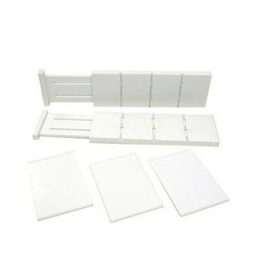 Photo 1 of Axis 6605 Expandable Plastic Dresser Drawer Dividers, with 5-Piece Bonus Pack White Plastic 5pc Dresser Divider