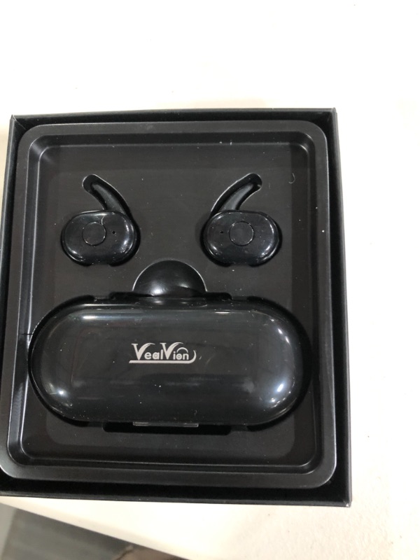 Photo 2 of Vealvion Wireless Earbuds Bluetooth 5.0 Bluetooth Headphones IPX5 Built-in Mic in-Ear Earphones with Deep Bass Hi-Fi Sound with 500mAh Portable Charging Case for Sports Running (Black) Brown Black