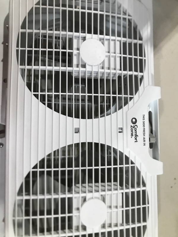 Photo 1 of Comfort Zone CZ319WT 9" Twin Window Fan with Reversible Airflow Control, Auto-Locking Expanders and 2-Speed Fan Switch, White 9" Portable Twin Window Fan Window Fan