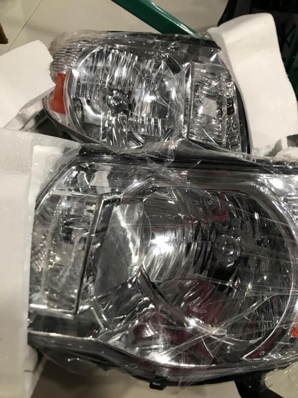 Photo 2 of DWVO Headlight Assembly Compatible with 2005 2006 2007 2008 2009 2010 2011 Tacoma Pickup Truck OE Style Replacement Chrome Housing with Amber Reflector OE - Chrome/Amber/Clear